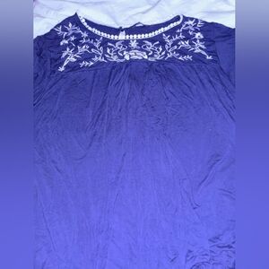 BloomChic Navy Tunic with White Floral Embroidery